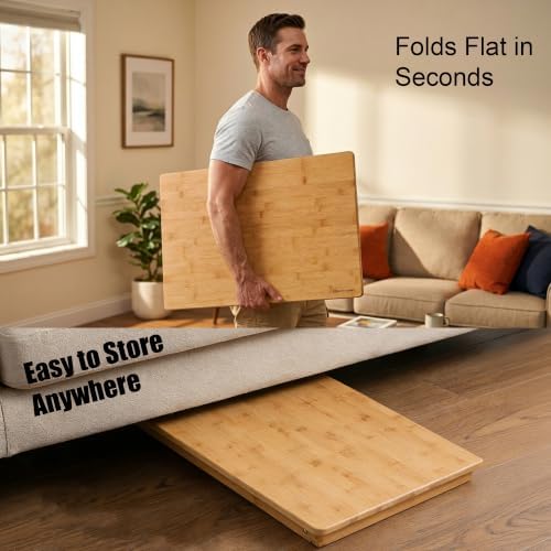 Nnewvante Large Floor Desk Foldable Table for Adults, Bamboo 25.6 x 17.7in - Image 4