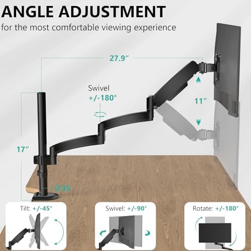 WALI Extra Long Single Monitor Arm for 13-32 inch Screens, up to 19.8 lbs - Image 3