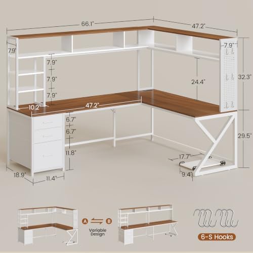 SEDETA L Shaped Office Desk, Convertible 94.5" Computer Desk with Drawers - Image 2