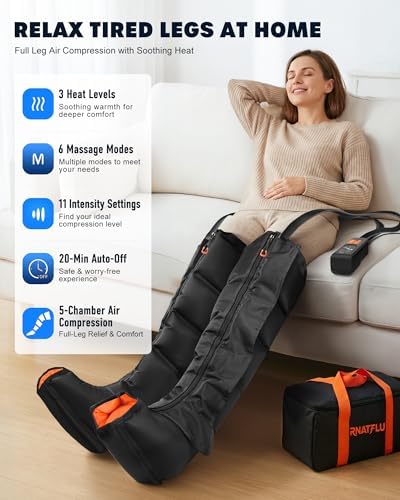 Air Compression Leg Massager with Heat for Circulation, Pain Relief - Image 2