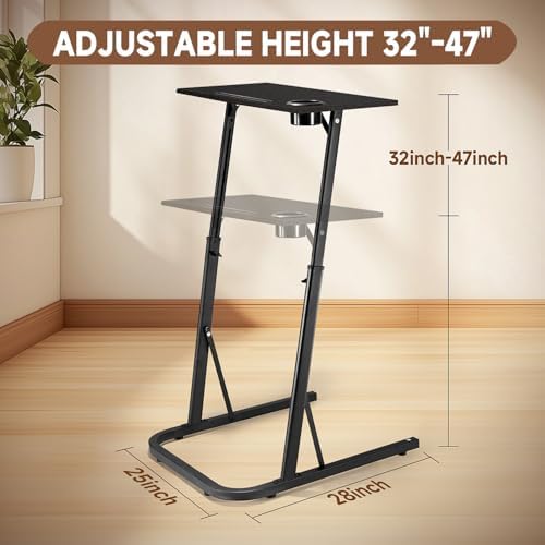 Adjustable Treadmill Walking Pad Desk, for Bike/Cycling Trainer, Workstation Standing Desk, Trainer Stand Table for Indoor, Treadmill Attachment-Exercise While Working or Watching TV, Black - Image 3