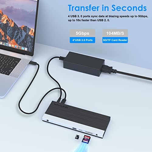 WAVLINK USB C Docking Station,13-in-1 Triple Display Type C Hub Adapter with HDMI,2 DisplayPort,Ethernet,4 USB 3.0,USB-C,SD/TF Card Reader,Phone Jack,DC Jack, PD 100W for Mac Windows and More - Image 6