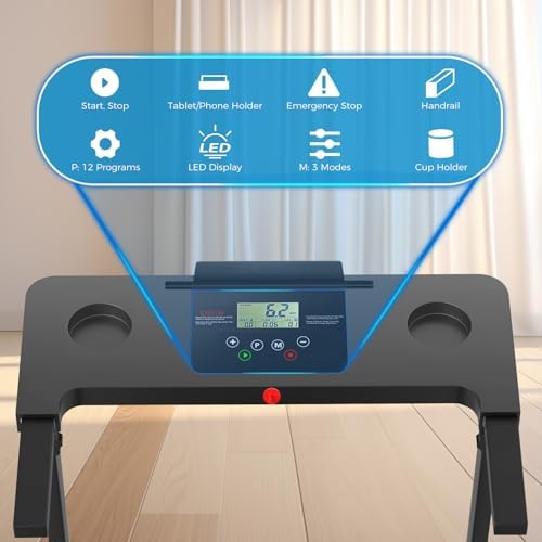AoraPulse Portable Foldable Treadmills for Home, Small Folding Treadmill for Home Office with 300 LBS Capacity, Walking Running Exercise Electric Compact Treadmill with LED Display - Image 2