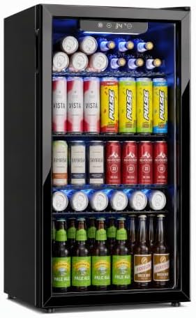 Icyglee 126 Can Beverage Refrigerator, 3.2 Cu.Ft Mini Fridge, Glass Door by ICYGLEE