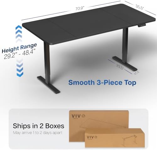 VIVO Black 71 x 36 in Standing Desk, DESK-KIT-1B7B-36 - Image 3