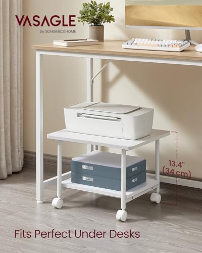 VASAGLE 2-Tier Printer Stand with Locking Wheels, Under Desk Printer Table - Image 2