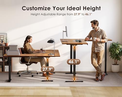 OffiGo 71 Inch Reversible L Shaped Electric Standing Desk, Rustic Brown - Image 5