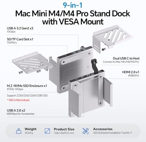 Mac mini M6, M5 Pro, M4 Dock & Stand with 8Tb SSD Enclosure & HDMI 4K@60Hz - Image 2