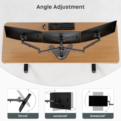 Triple Monitor Stand fits 3 Screens up to 27 Inches, Freestanding - Image 4
