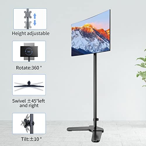 Pholiten Single Tall Monitor Mount with 47 inch Pole,Floor Computer Stand - Image 6