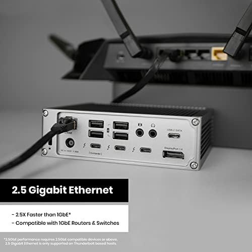 CalDigit TS4 18 Port Thunderbolt 4 Dock, 98W Charging, 3X TBT4 (40Gb/s), 3X USB-C + 5X USB-A (10Gb/s), 2.5GbE LAN, 8K@30Hz or 2X 6K@60Hz Displays, Mac/Windows/Chrome, Space Gray, 0.8m Certified Cable - Image 6