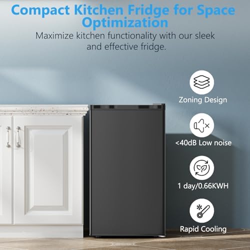 COWSAR 3.2 Cu.Ft Mini Fridge with Freezer for Bedroom Dorm, Black - Image 6