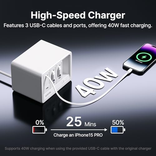 Gitryin 11-in-1 Desktop Charging Station, 120W USB Retractable GaN Charger - Image 4