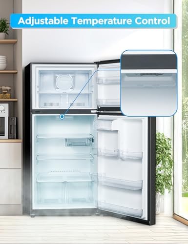 Commercial Cool 20 Cu. Ft. Top Mount Refrigerator with Freezer, 2-Door Refrigerator with Top Freezer and Adjustable Temperature Control, Ice Maker Ready, Energy Star Certified, Black - Image 3