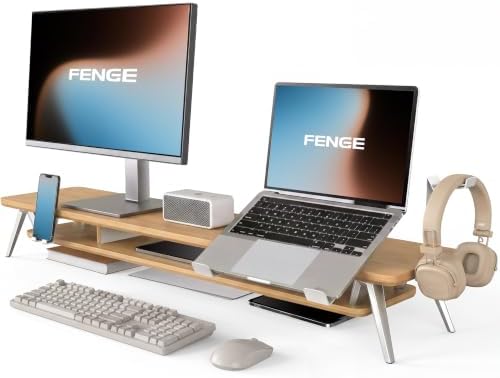 Fenge 42.5-Inch Monitor Stand Riser with Laptop, Phone & Headphone Holders by Fenge