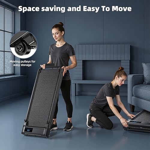 Walking Pad Treadmill for Home - Folding Treadmills with Handle Bar Portable Compact Fold up Indoor Foldable Handles Electric Walk Pads Small Spaces Mini Running Quiet Under Bed Office - Image 6