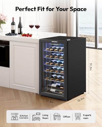 EUHOMY 25 bottle Wine Cooler Refrigerator, Wine Fridge Glass Door, Black - Image 6