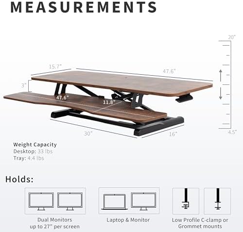 VIVO Rustic Vintage Brown 48 in Standing Desk Converter, DESK-V048KN - Image 3