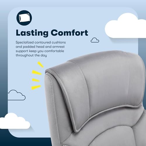 Serta Executive Office Chair with Lumbar Support, Soft Velvet Fabric Chair - Image 4