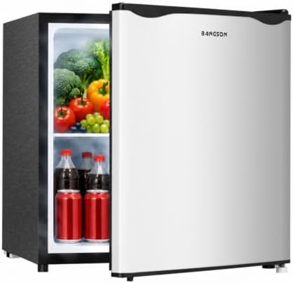 BANGSON 1.7 Cu.Ft Mini Fridge with Freezer for Dorm Office,Silver by LiveFreshLiveUnrushed