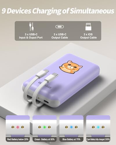 GOODaaa Portable Charger, 3-Pack 10000mAh Slim Power Bank Built in Cables - Image 6