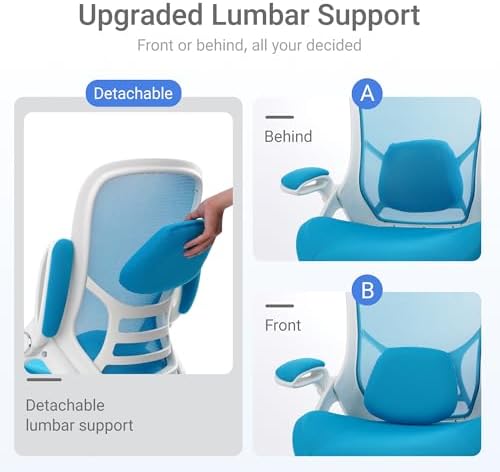 HYLONE 400lbs Heavy Duty Office Chair, Computer Desk Chair Blue - Image 5