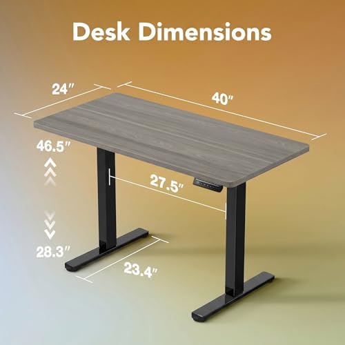 HUANUO 40x24 Inch Electric Standing Desk, Height Adjustable, Grey - Image 3