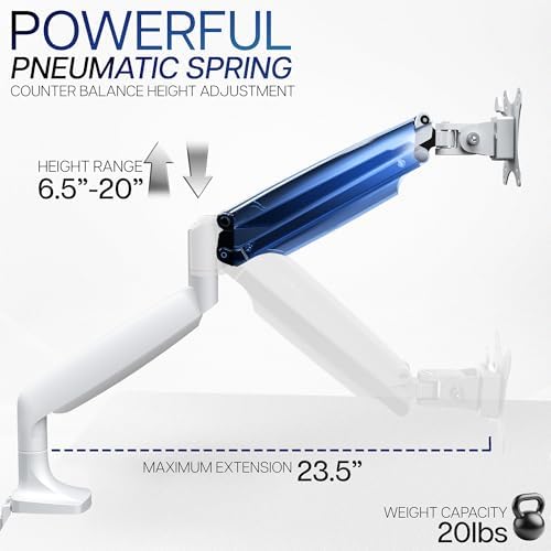 VIVO Premium Aluminum Height Adjustable Single Monitor Articulating Desk Mount Stand with Pneumatic Arm, Fits up to 32 inch Screen, White, STAND-V001QW - Image 5