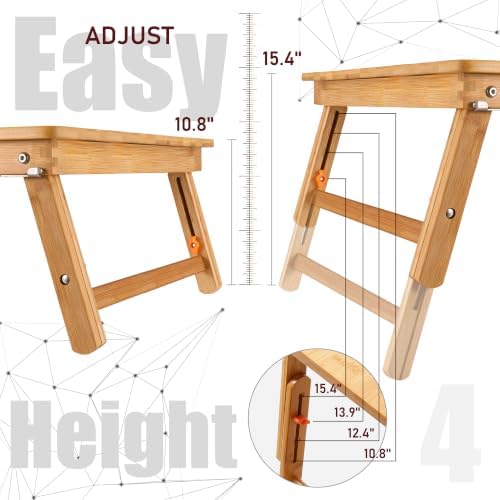Nnewvante Large Floor Desk Foldable Table for Adults, Bamboo 25.6 x 17.7in - Image 2