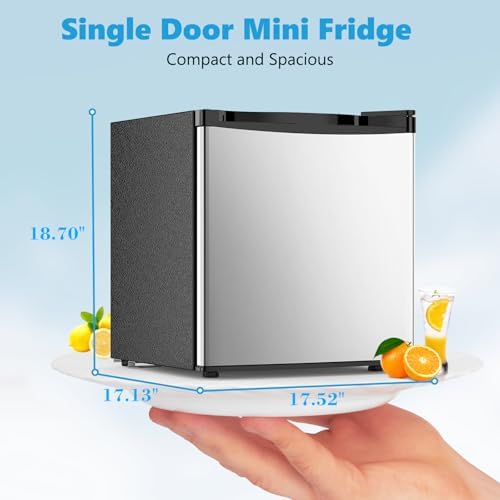 Electactic 1.6 Cu.ft Mini Fridge, Compact Single Reversible Door Refrigerator, Adjustable Thermostat, Ultra Quiet, Energy Efficient for Office, Dorm, Bedroom, Apartment -Silver - Image 5