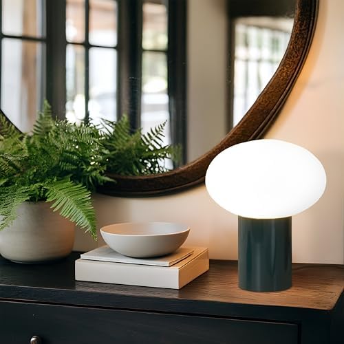 Brightech Ivy LED Table Lamp - Small 9” Bedside Reading Lamp, Modern USB Desk and Nightstand Light with Ambient Lighting for Bedroom, Living Room, Office - Frosted Glass Globe Lamp Shade, Teal - Image 2