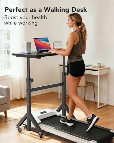 ErGear Small Standing Desk Adjustable Height, 6 Height Settings Up to 46.5″, Walking Pad Desk with Triangular Leg Design, Smooth Mobility with Lockable Wheels, Standing Desk for Walking Pad, Black - Image 3