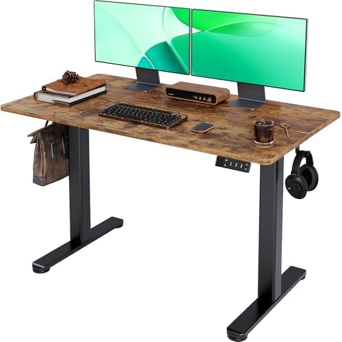 Claiks Electric Height Adjustable Standing Desk, 48x24 Inch, Rustic Brown by CLAIKS