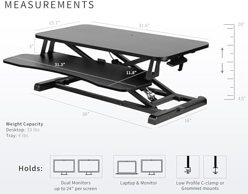 VIVO Black Carbon Fiber 32 inch Desk Converter, DESK-V000KR - Image 3