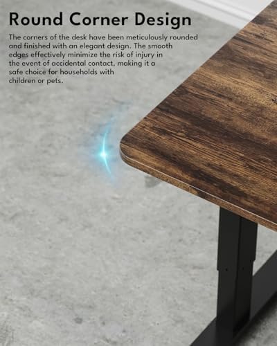 Electric Standing Desk, Gaming Desk, 48 x 24 Inch, Rustic Brown - Image 7