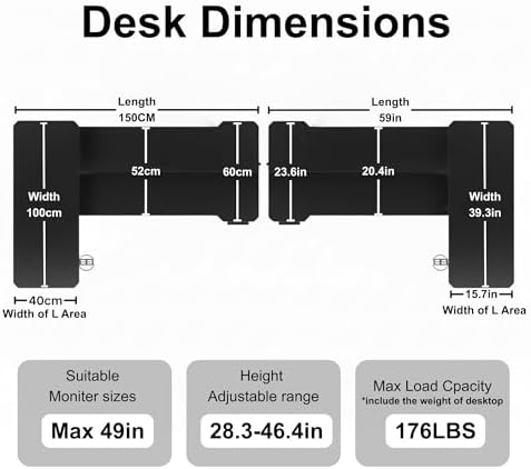 Acrolix L Shaped Electric Standing Desk,59x40 Reversible,Oak - Image 3