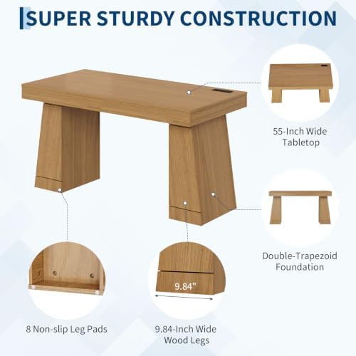 55" Executive Desk with Power Outlet, Storage Cabinet - Image 5