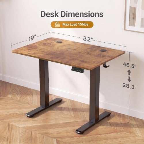 Claiks Electric Small Standing Desk, 32x19 Inch, Rustic Brown - Image 3