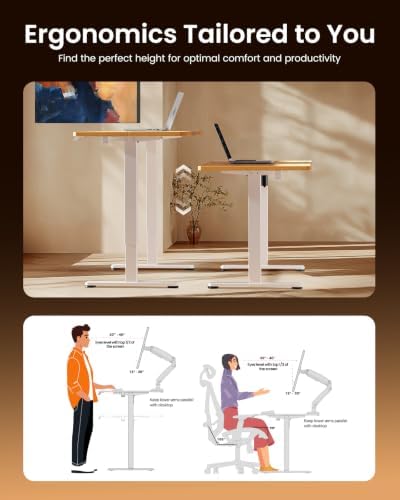 ErGear Height Adjustable Electric Standing Desk, 32 x 19 Inches Sit Stand up Desk, Memory Computer Home Office Desk, Light Vintage Brown - Image 6