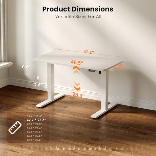 CubiCubi Electric Height Adjustable Standing Desk 48x24 Inch, White - Image 2