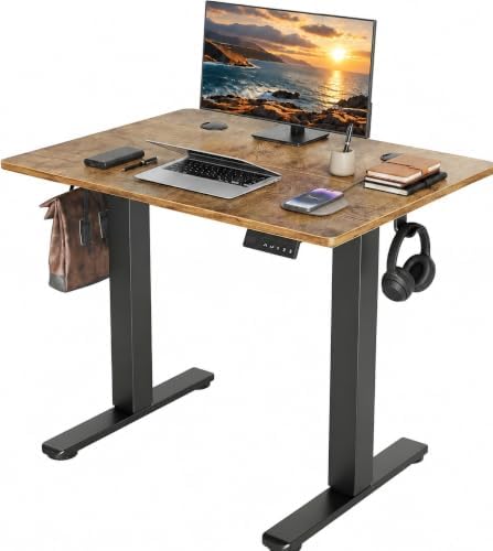 Claiks 35 x 20 Inch Rustic Brown Electric Standing Desk by CLAIKS