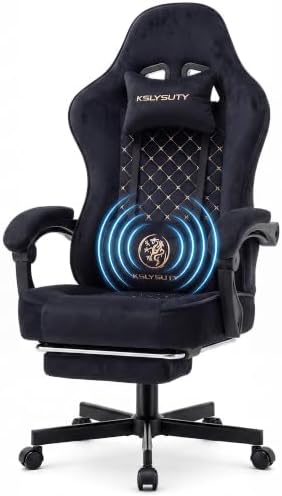 Office Desk Computer Gaming Chair for Adults, Ergonomic High Back Gamer Chair with Massage and Pocket Spring Cushion, Swivel Comfy Video Game Chairs with Footrest and Lumbar Support (Black Fabric) by Wismestr
