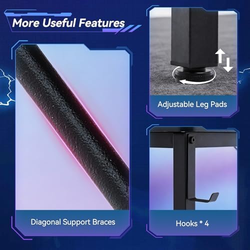 66" L Shaped Gaming Desk Reversible Corner Desk for Home Office - Image 5