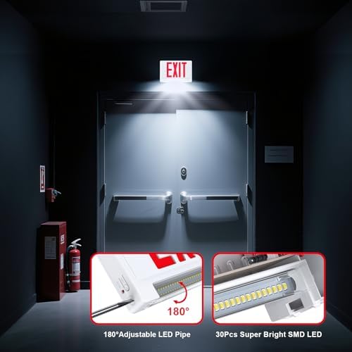 Exit Signs with Emergency Lights Battery Backup, UL Listed Double-sided Exit sign with Adjustable Light Pipe, Hardwired Compact Commercial Lighted Exit Sign, 120/277V Top/Side/Wall Mount (4 Pack) - Image 3