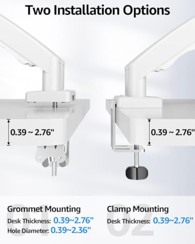 Dual Monitor Stand fits up to 32 inch, 4.4-19.8 lbs Computer Screens, Dual Monitor Desk Mount Height Adjustable, Monitor Arms for 2 Monitors, Home Office VESA Mounts, Freelift White - Image 4