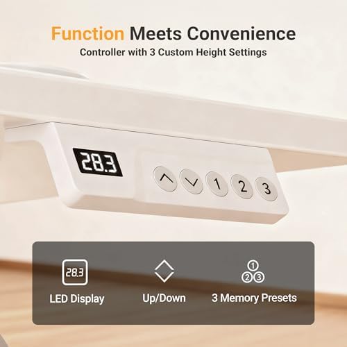 YDN 40 x 24 Inch White Electric Standing Desk - Image 5