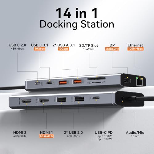 Laptop Docking Station 3 Monitor USB C Docking Station Dual Monitor Adapter - Image 2