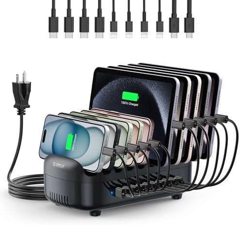 ORICO 10-Port Charging Station, 120W Max Output USB Charger Dock, Black by ORICO