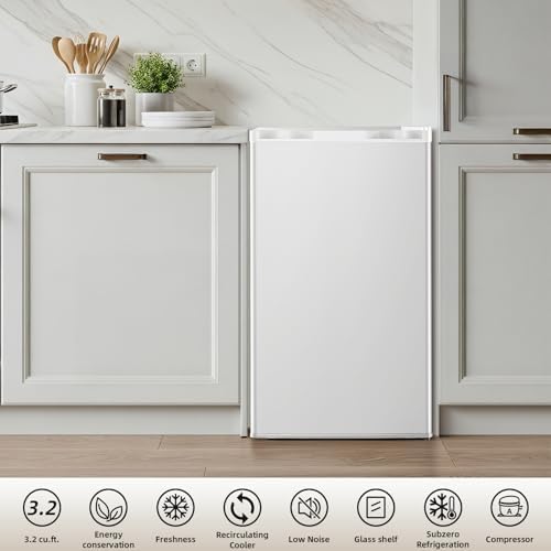 Antarctic Star 3.2 Cu.Ft.Compact Refrigerator with Freezer, Mini Fridge Single Door with Adjustable Thermostat,Removable Glass Shelves for Apartment,Dorm,Office,Kitchen，WHITE - Image 5