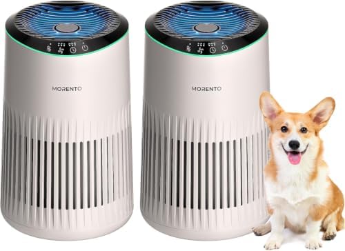 Air Purifiers for Bedroom Home for Smoke Pet Dander Odors 2 Pack Cream by MORENTO